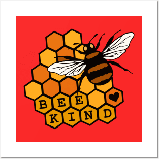 Be Kind Honeycomb Honey Bee Lover Quote Posters and Art